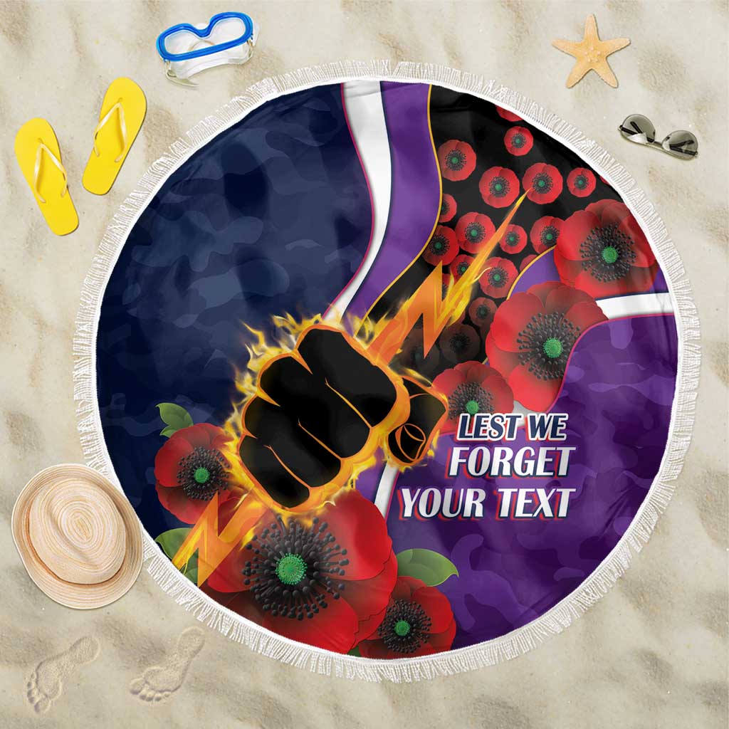 Melbourne Storm ANZAC Personalised Beach Blanket Lest We Forget Poppy Camo