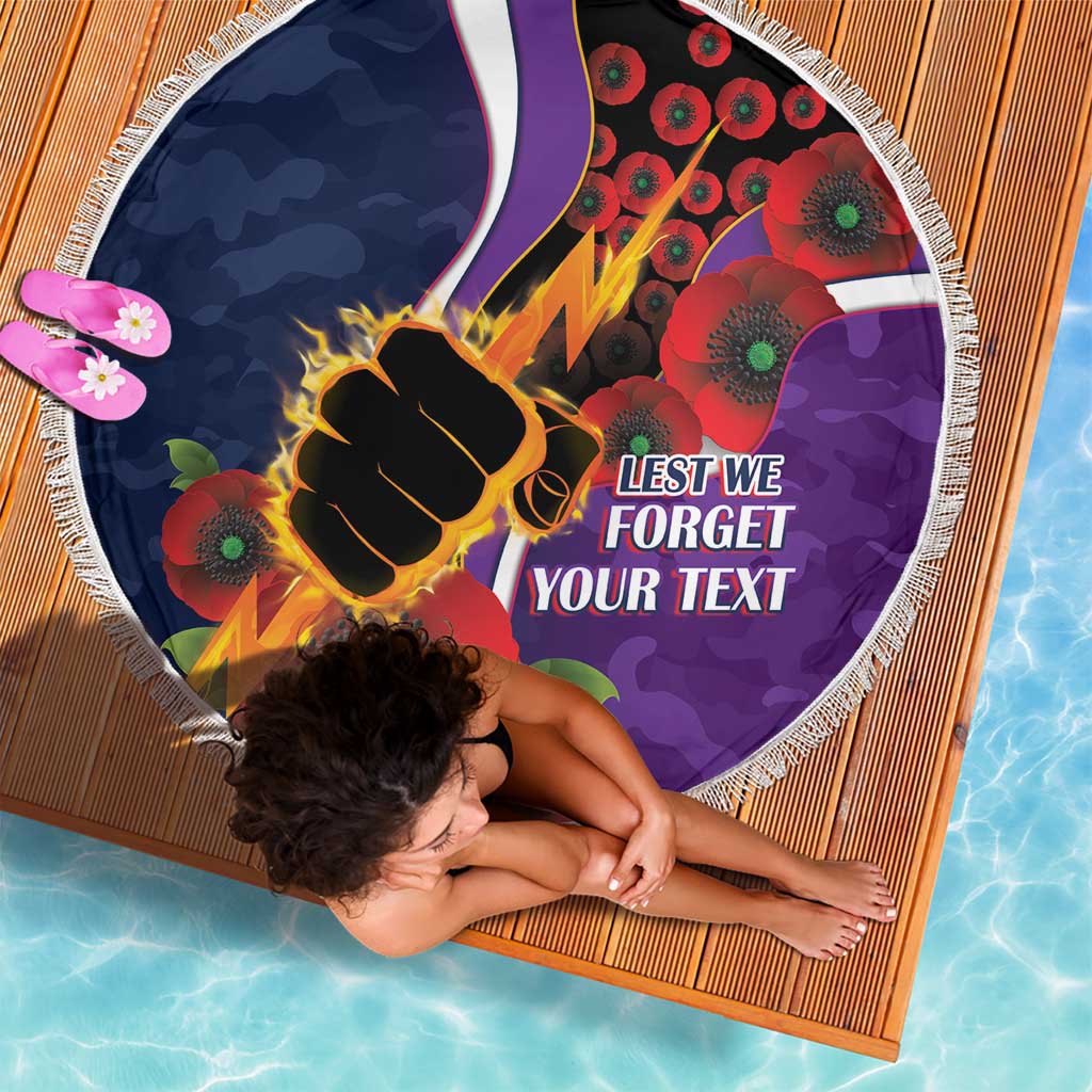 Melbourne Storm ANZAC Personalised Beach Blanket Lest We Forget Poppy Camo