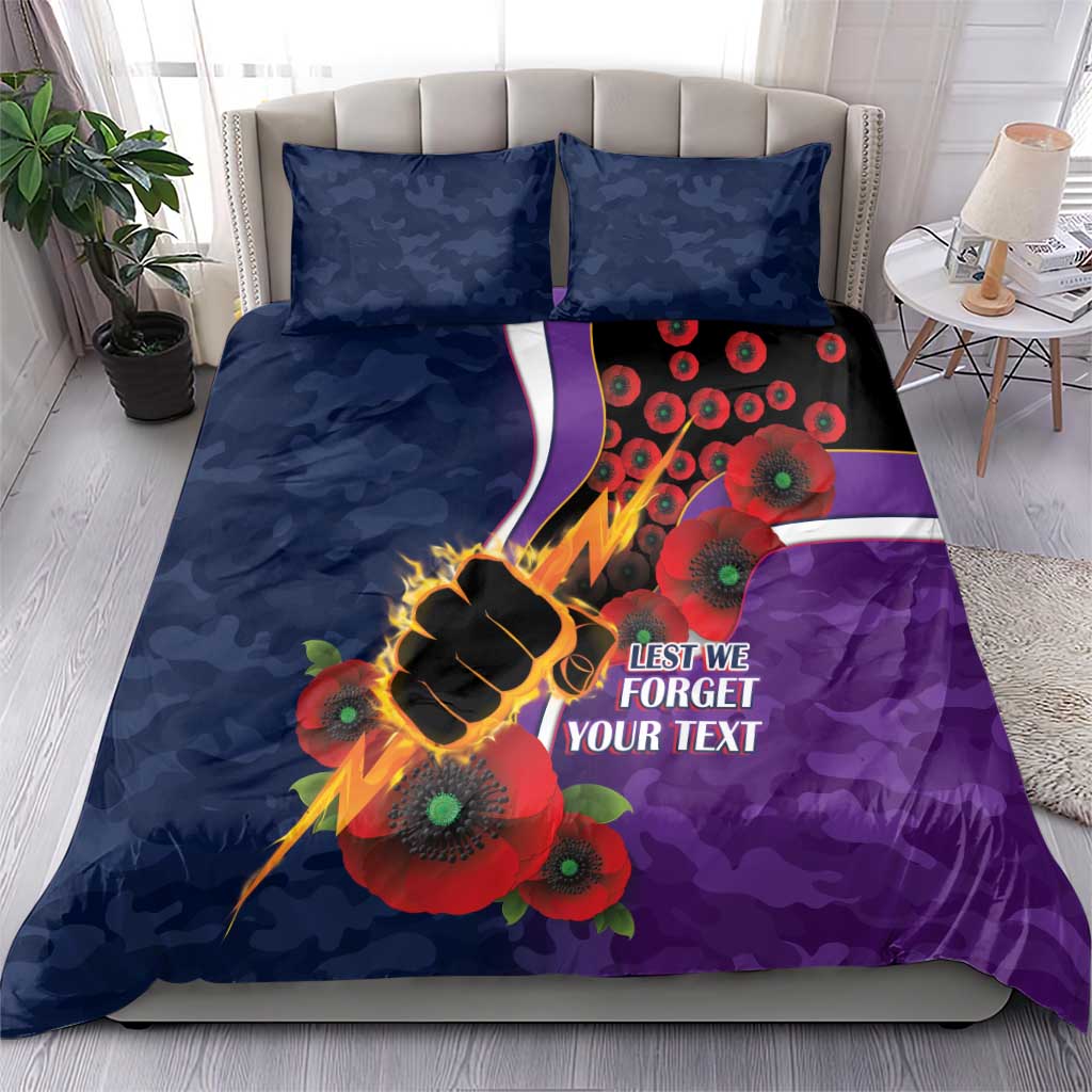 Melbourne Storm ANZAC Personalised Bedding Set Lest We Forget Poppy Camo