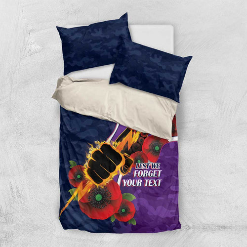 Melbourne Storm ANZAC Personalised Bedding Set Lest We Forget Poppy Camo