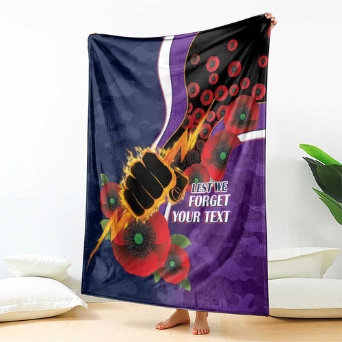 Melbourne Storm ANZAC Personalised Blanket Lest We Forget Poppy Camo