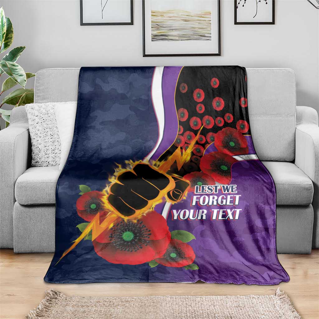 Melbourne Storm ANZAC Personalised Blanket Lest We Forget Poppy Camo