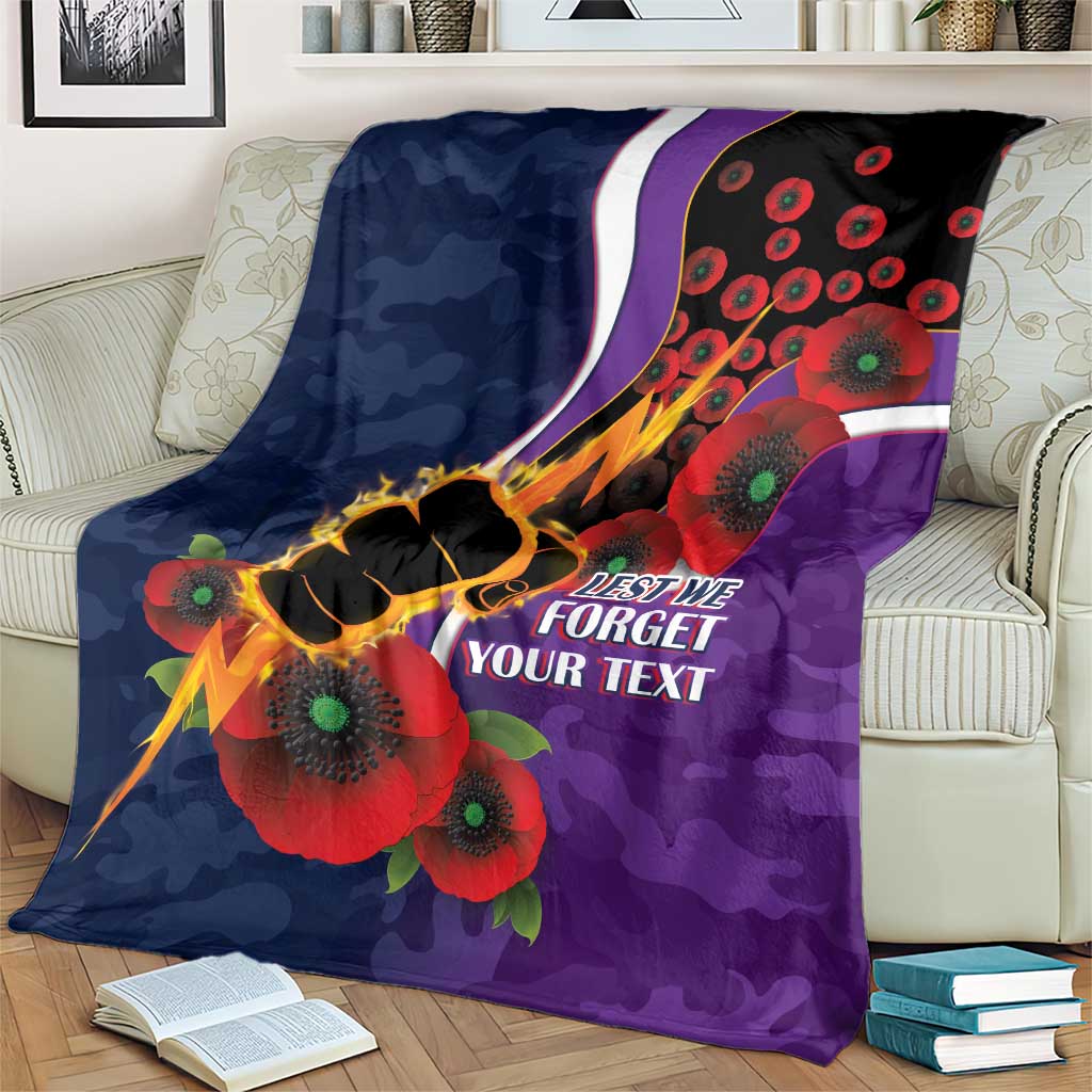 Melbourne Storm ANZAC Personalised Blanket Lest We Forget Poppy Camo