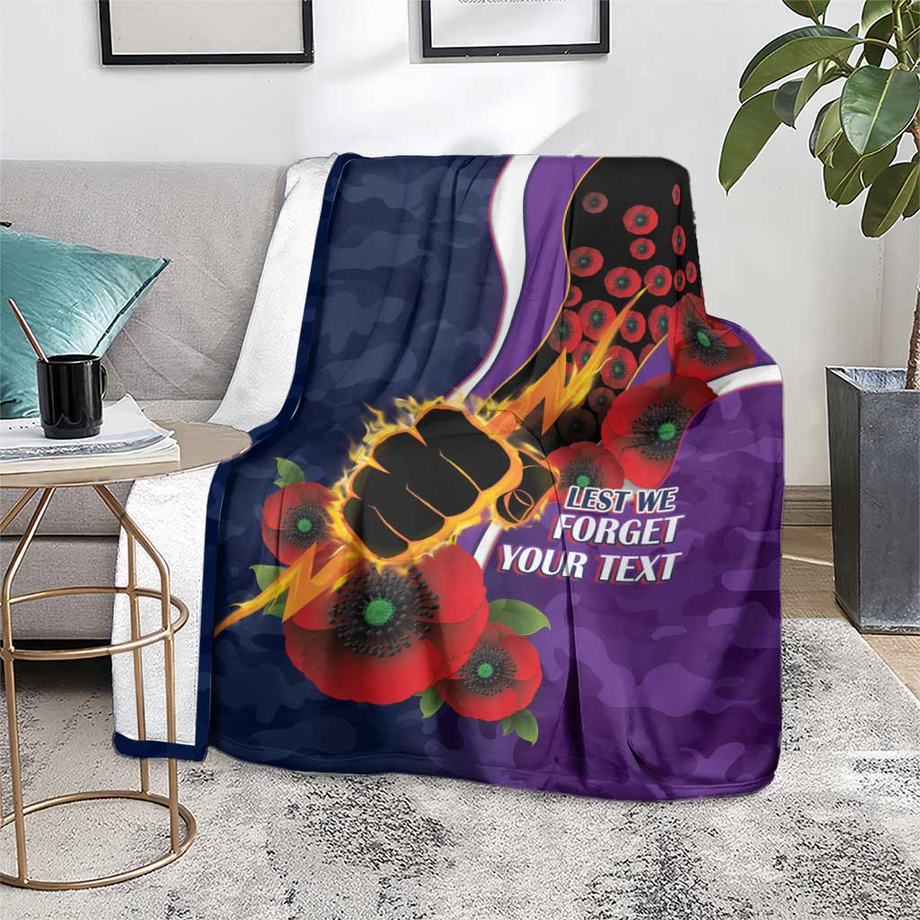 Melbourne Storm ANZAC Personalised Blanket Lest We Forget Poppy Camo