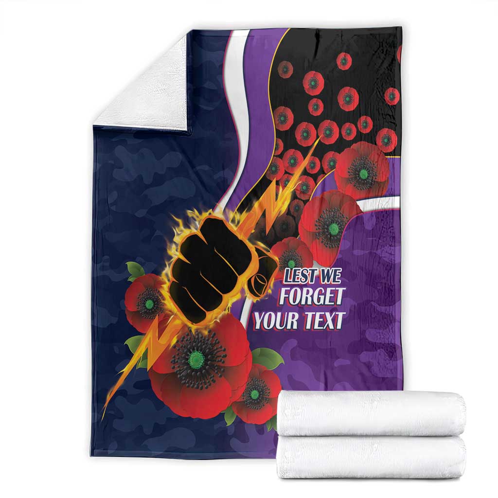 Melbourne Storm ANZAC Personalised Blanket Lest We Forget Poppy Camo