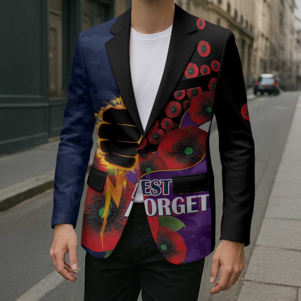 Melbourne Storm ANZAC Personalised Blazer Lest We Forget Poppy Camo