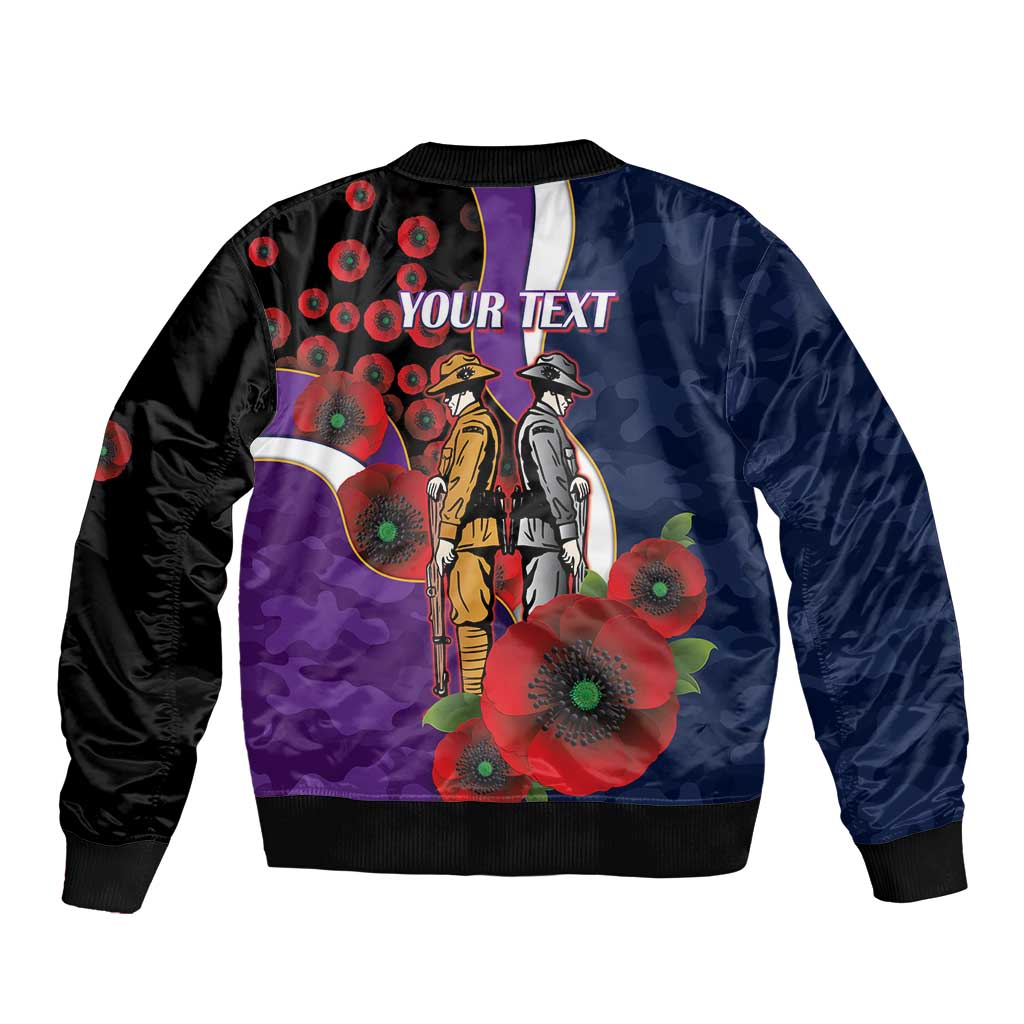 Melbourne Storm ANZAC Personalised Bomber Jacket Lest We Forget Poppy Camo