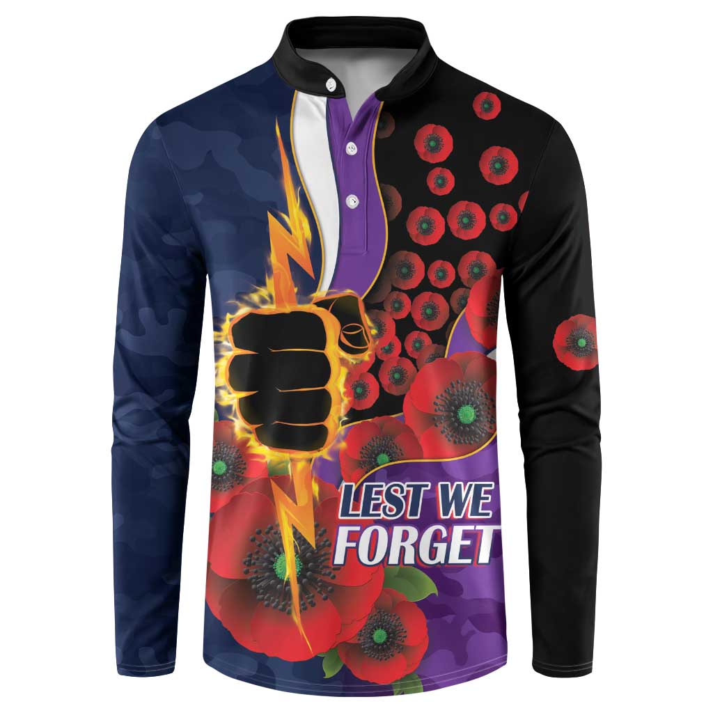 Melbourne Storm ANZAC Personalised Button Sweatshirt Lest We Forget Poppy Camo