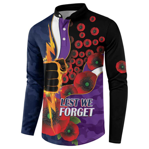 Melbourne Storm ANZAC Personalised Button Sweatshirt Lest We Forget Poppy Camo