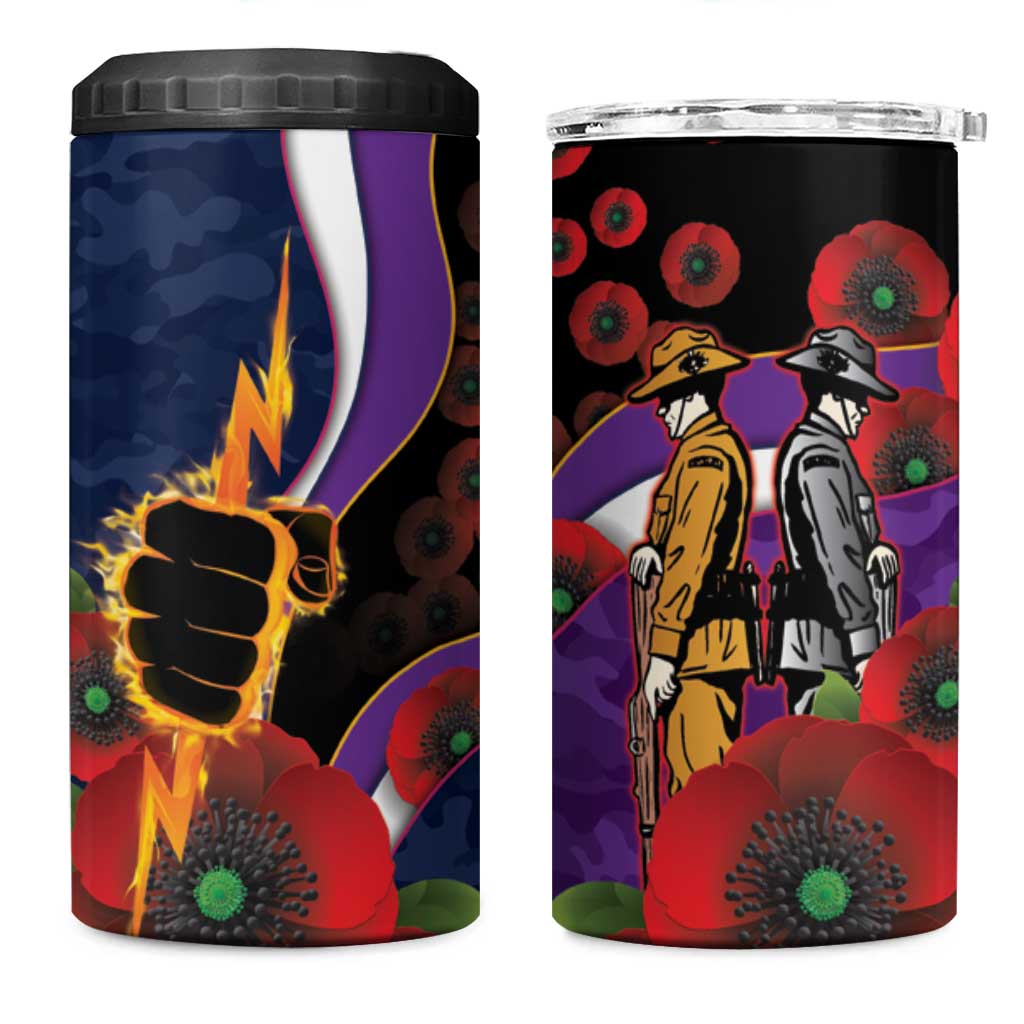Melbourne Storm ANZAC Personalised 4 in 1 Can Cooler Tumbler Lest We Forget Poppy Camo