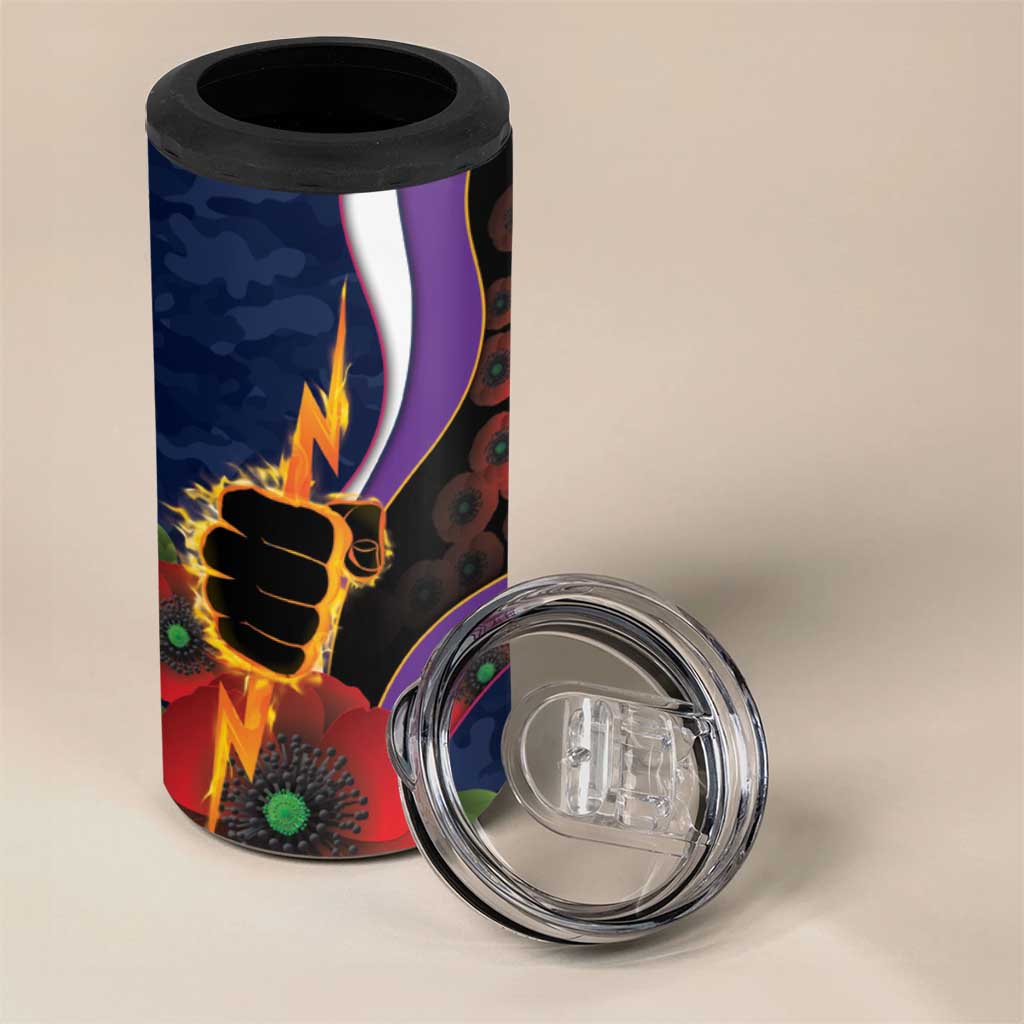 Melbourne Storm ANZAC Personalised 4 in 1 Can Cooler Tumbler Lest We Forget Poppy Camo