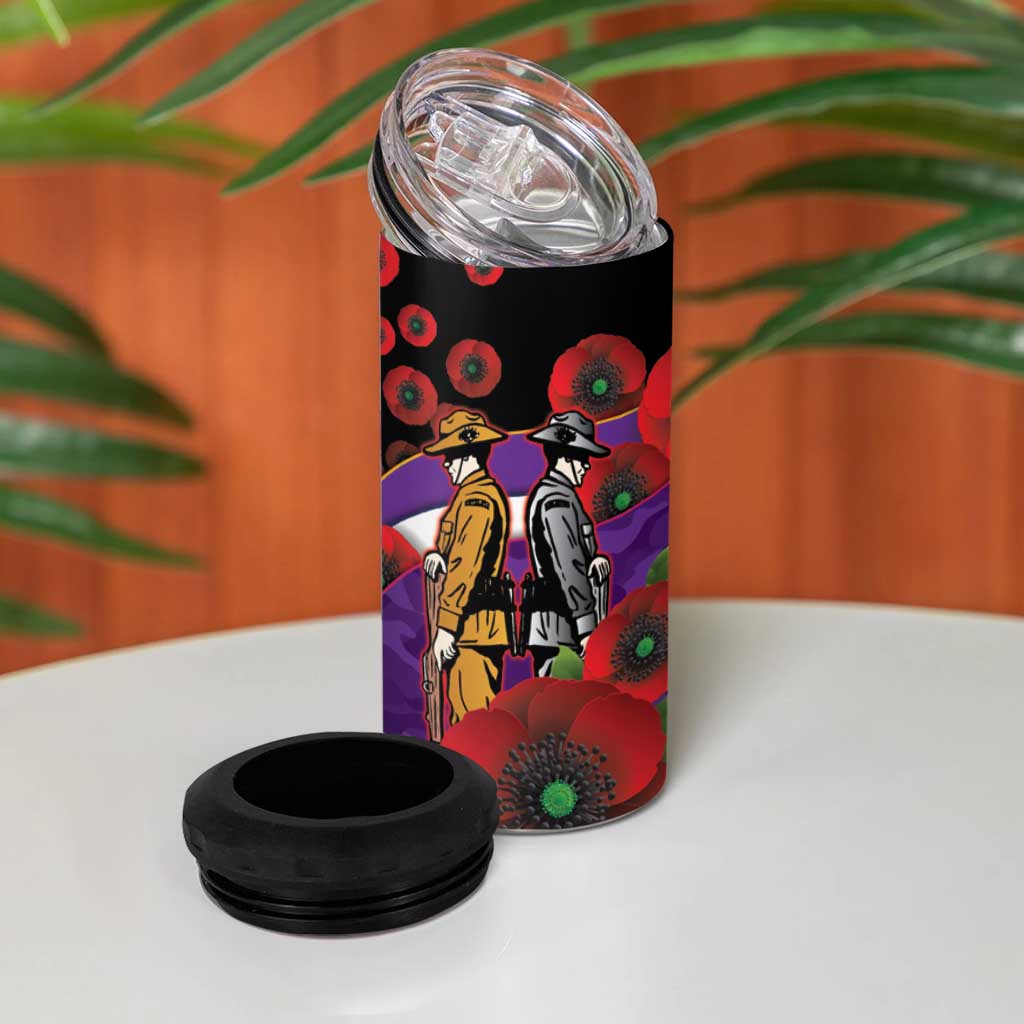 Melbourne Storm ANZAC Personalised 4 in 1 Can Cooler Tumbler Lest We Forget Poppy Camo