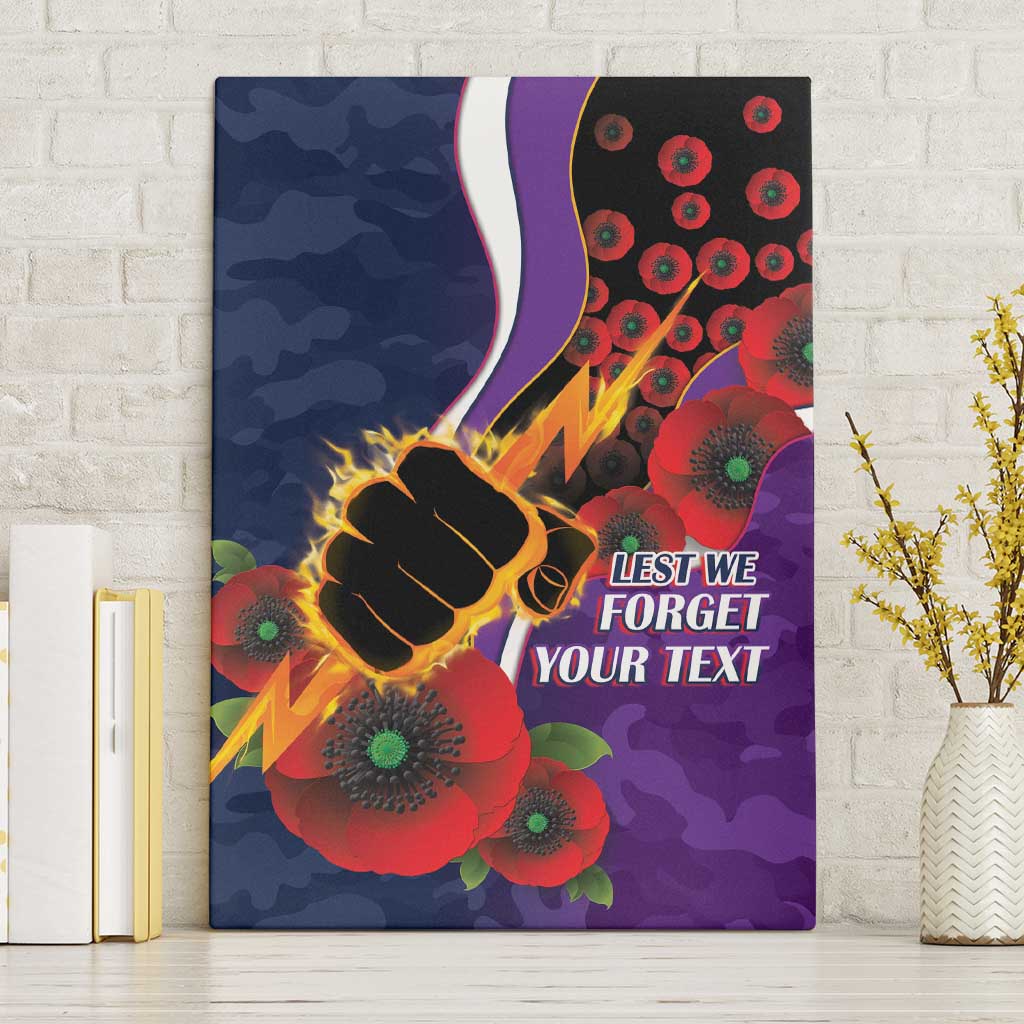 Melbourne Storm ANZAC Personalised Canvas Wall Art Lest We Forget Poppy Camo