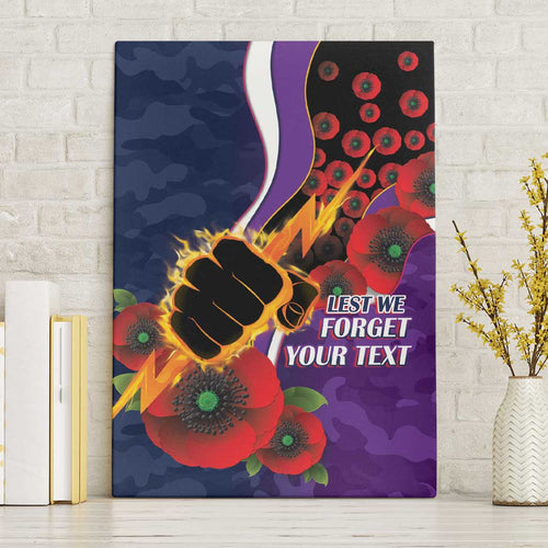 Melbourne Storm ANZAC Personalised Canvas Wall Art Lest We Forget Poppy Camo