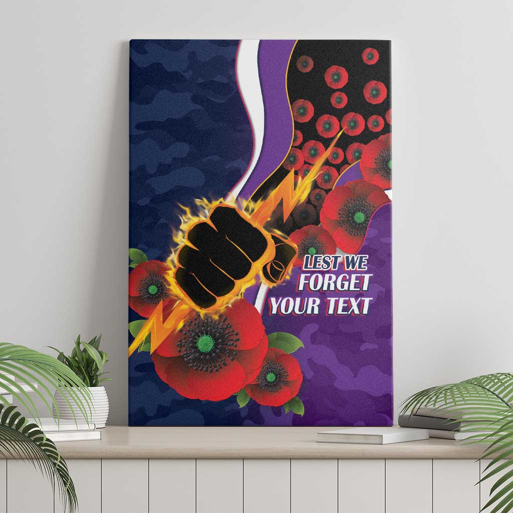 Melbourne Storm ANZAC Personalised Canvas Wall Art Lest We Forget Poppy Camo