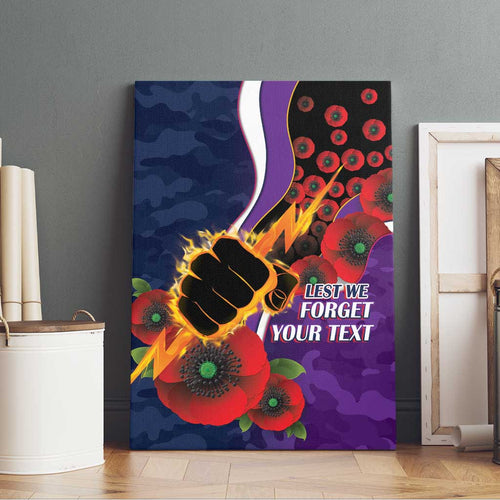 Melbourne Storm ANZAC Personalised Canvas Wall Art Lest We Forget Poppy Camo