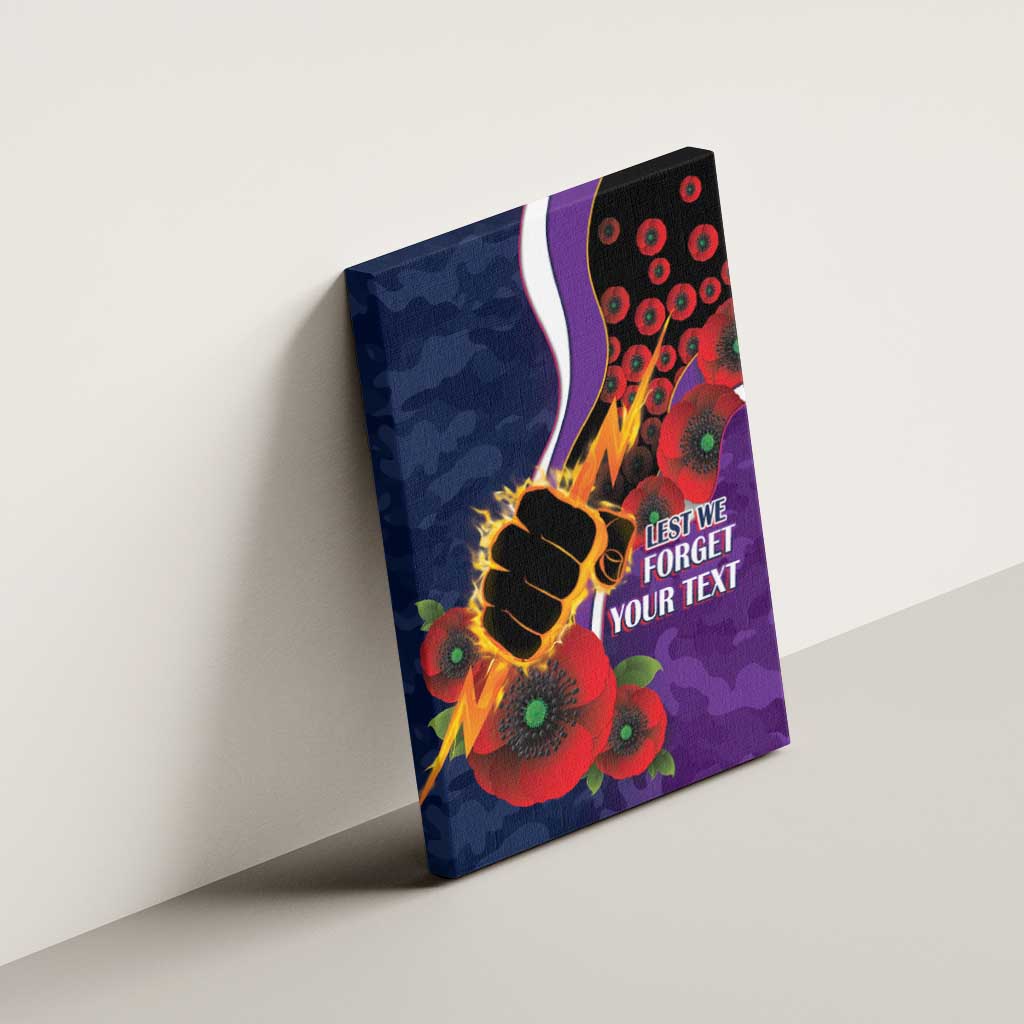 Melbourne Storm ANZAC Personalised Canvas Wall Art Lest We Forget Poppy Camo