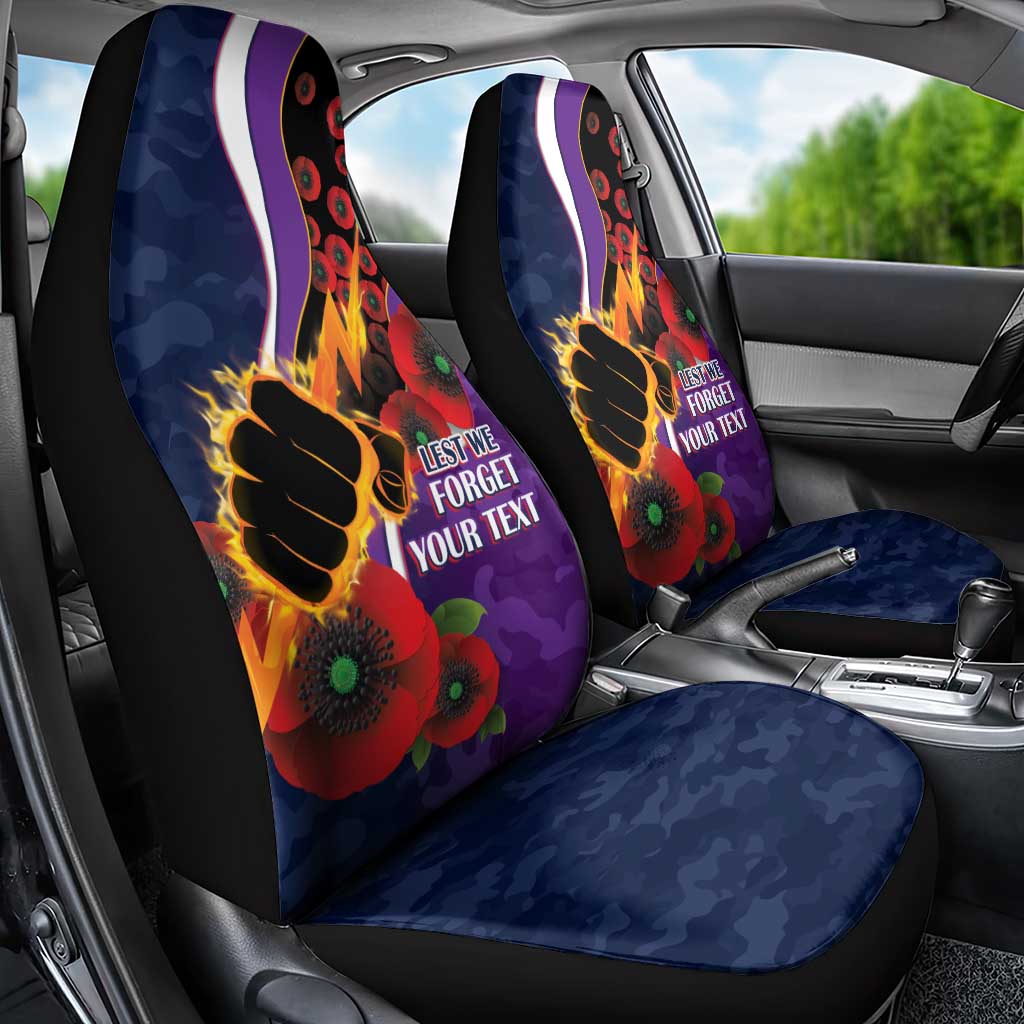 Melbourne Storm ANZAC Personalised Car Seat Cover Lest We Forget Poppy Camo