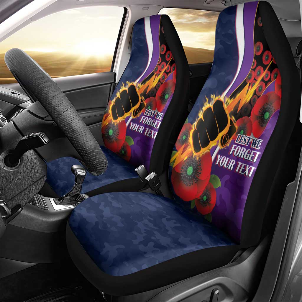Melbourne Storm ANZAC Personalised Car Seat Cover Lest We Forget Poppy Camo
