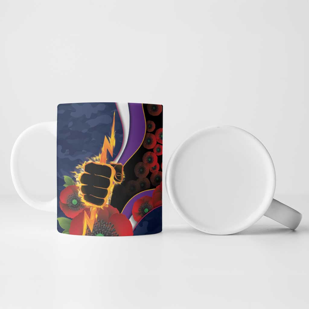 Melbourne Storm ANZAC Personalised Ceramic Mug Lest We Forget Poppy Camo