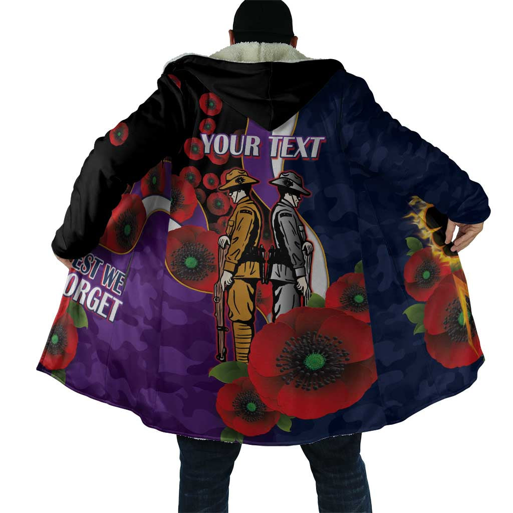 Melbourne Storm ANZAC Personalised Cloak Lest We Forget Poppy Camo
