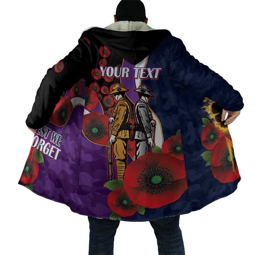 Melbourne Storm ANZAC Personalised Cloak Lest We Forget Poppy Camo