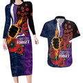 Melbourne Storm ANZAC Personalised Couples Matching Long Sleeve Bodycon Dress and Hawaiian Shirt Lest We Forget Poppy Camo