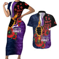 Melbourne Storm ANZAC Personalised Couples Matching Short Sleeve Bodycon Dress and Hawaiian Shirt Lest We Forget Poppy Camo