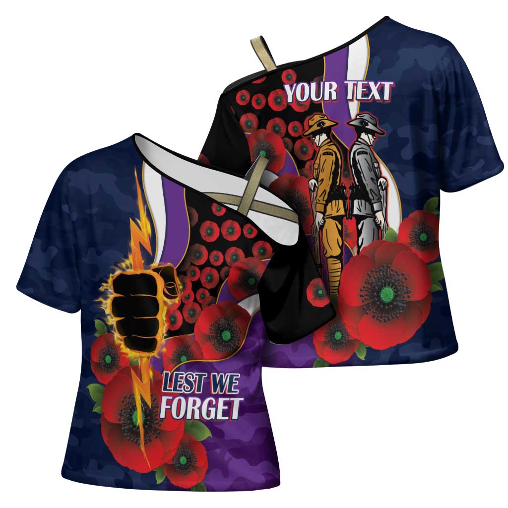 Melbourne Storm ANZAC Personalised Cross Shoulder Shirt Lest We Forget Poppy Camo