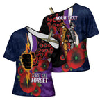 Melbourne Storm ANZAC Personalised Cross Shoulder Shirt Lest We Forget Poppy Camo