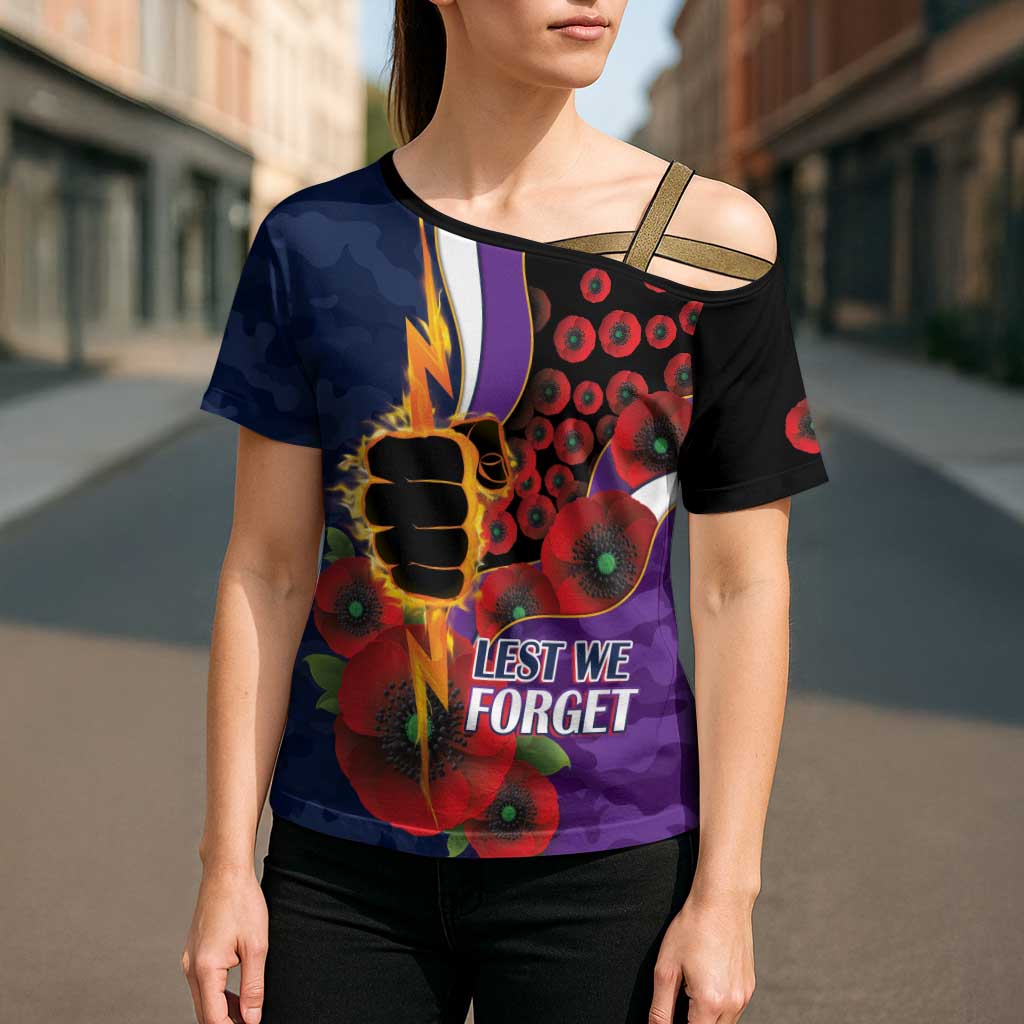 Melbourne Storm ANZAC Personalised Cross Shoulder Shirt Lest We Forget Poppy Camo