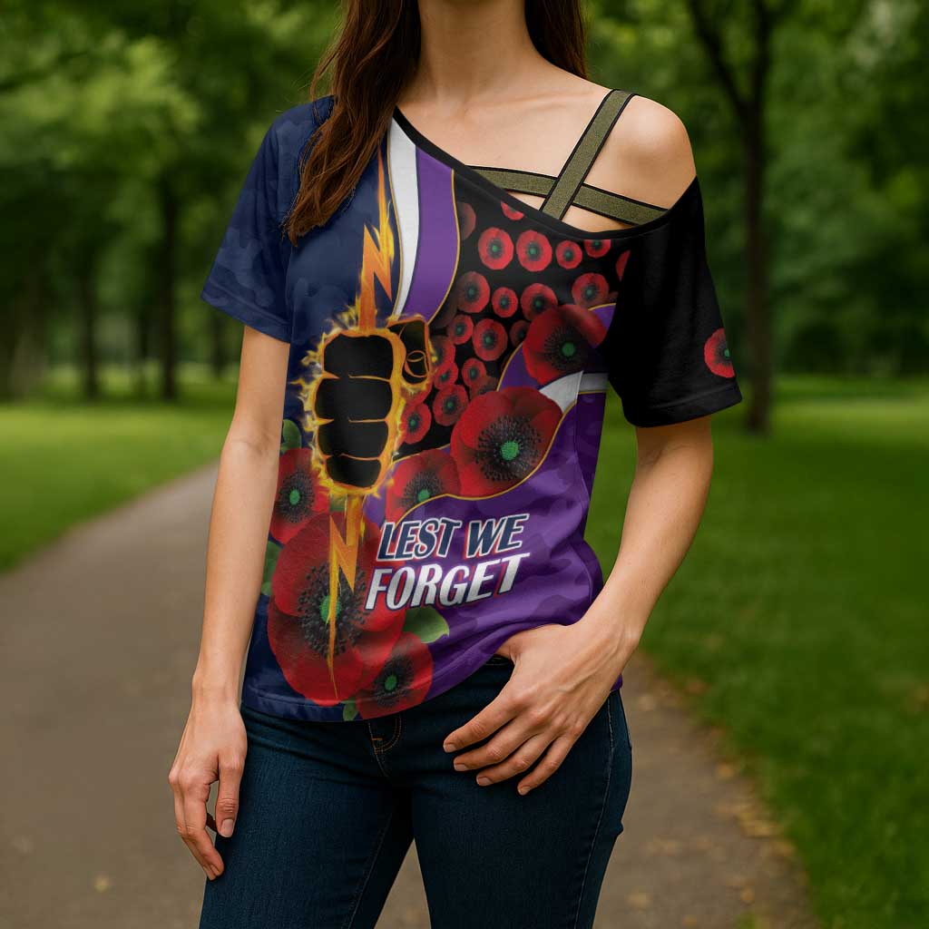 Melbourne Storm ANZAC Personalised Cross Shoulder Shirt Lest We Forget Poppy Camo