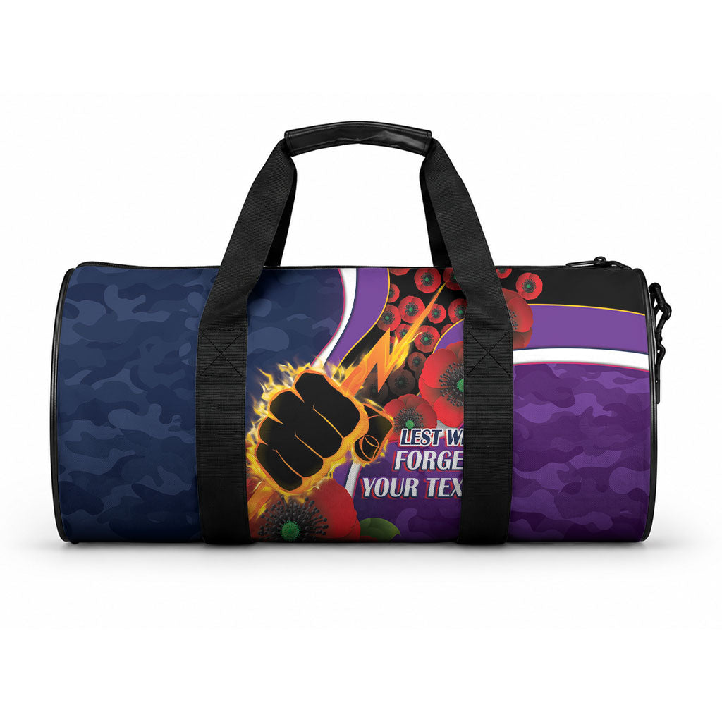 Melbourne Storm ANZAC Personalised Duffle Bag Lest We Forget Poppy Camo