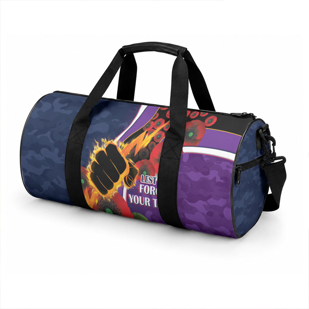 Melbourne Storm ANZAC Personalised Duffle Bag Lest We Forget Poppy Camo