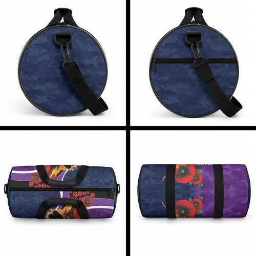 Melbourne Storm ANZAC Personalised Duffle Bag Lest We Forget Poppy Camo