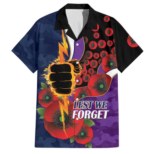 Melbourne Storm ANZAC Personalised Family Matching Long Sleeve Bodycon Dress and Hawaiian Shirt Lest We Forget Poppy Camo