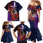 Melbourne Storm ANZAC Personalised Family Matching Mermaid Dress and Hawaiian Shirt Lest We Forget Poppy Camo