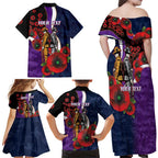 Melbourne Storm ANZAC Personalised Family Matching Off Shoulder Maxi Dress and Hawaiian Shirt Lest We Forget Poppy Camo