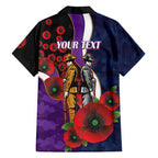 Melbourne Storm ANZAC Personalised Family Matching Off Shoulder Maxi Dress and Hawaiian Shirt Lest We Forget Poppy Camo