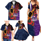 Melbourne Storm ANZAC Personalised Family Matching Summer Maxi Dress and Hawaiian Shirt Lest We Forget Poppy Camo