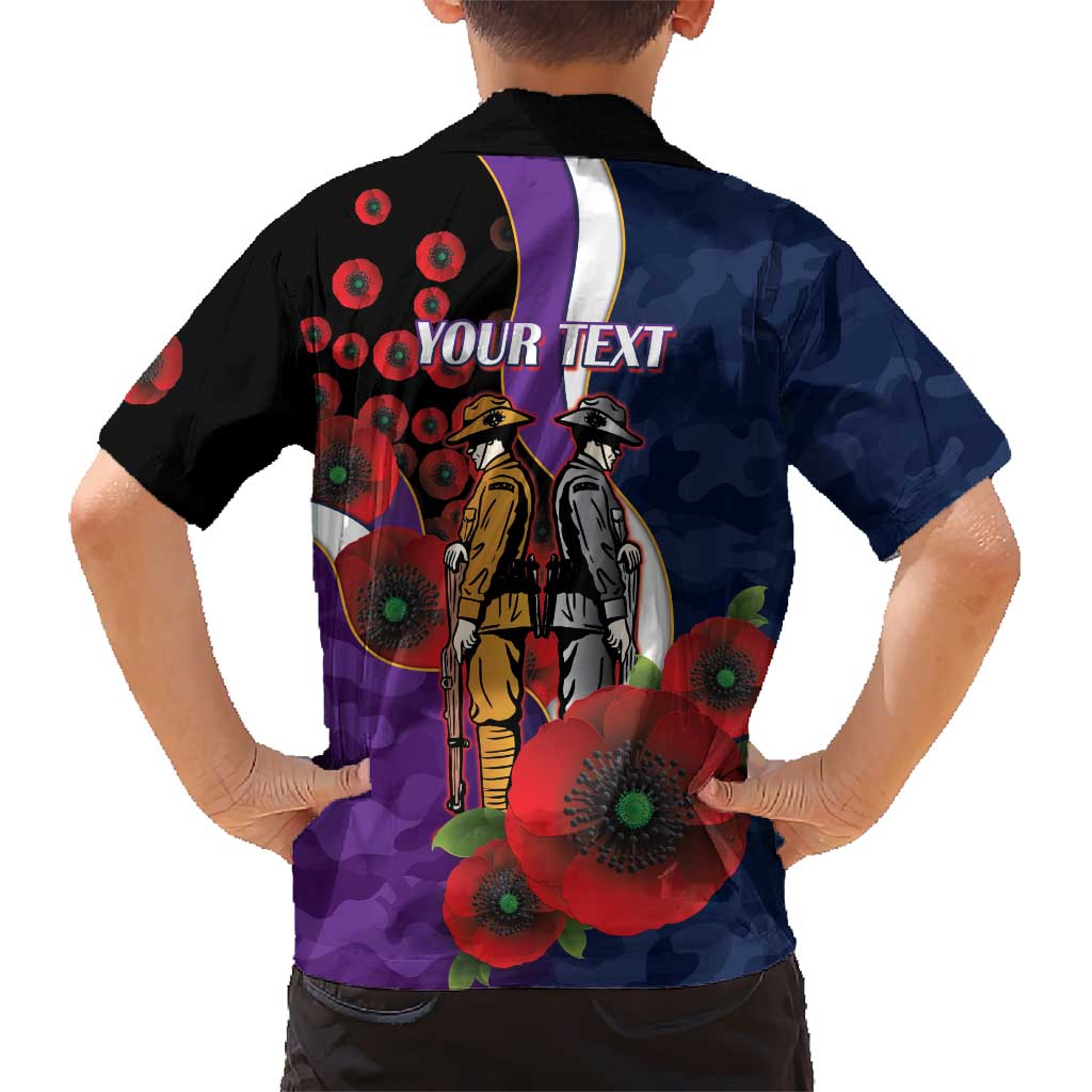 Melbourne Storm ANZAC Personalised Family Matching Summer Maxi Dress and Hawaiian Shirt Lest We Forget Poppy Camo