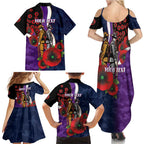 Melbourne Storm ANZAC Personalised Family Matching Summer Maxi Dress and Hawaiian Shirt Lest We Forget Poppy Camo