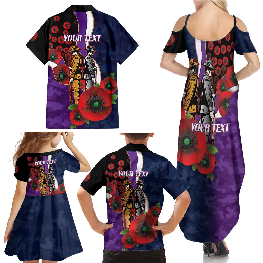 Melbourne Storm ANZAC Personalised Family Matching Summer Maxi Dress and Hawaiian Shirt Lest We Forget Poppy Camo