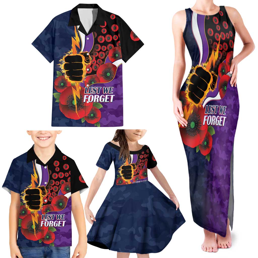 Melbourne Storm ANZAC Personalised Family Matching Tank Maxi Dress and Hawaiian Shirt Lest We Forget Poppy Camo