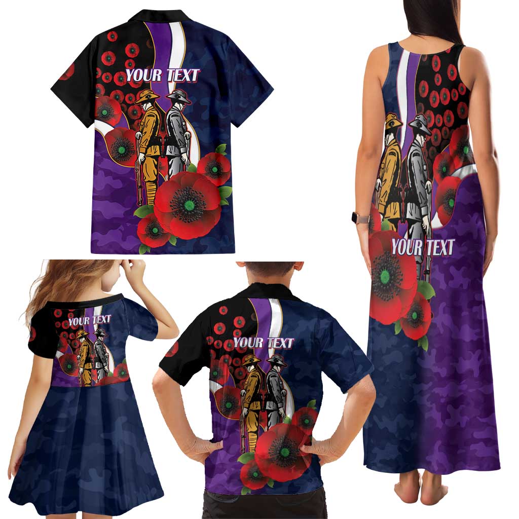 Melbourne Storm ANZAC Personalised Family Matching Tank Maxi Dress and Hawaiian Shirt Lest We Forget Poppy Camo