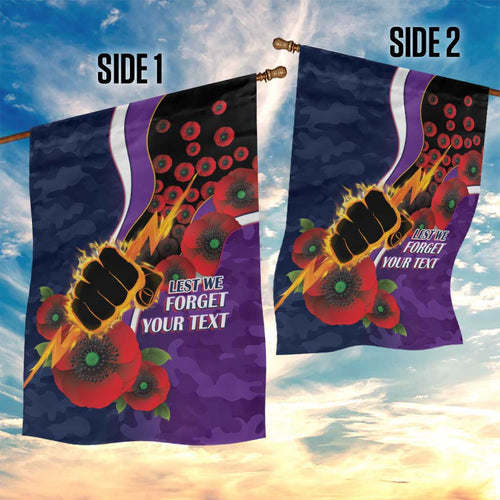 Melbourne Storm ANZAC Personalised Garden Flag Lest We Forget Poppy Camo