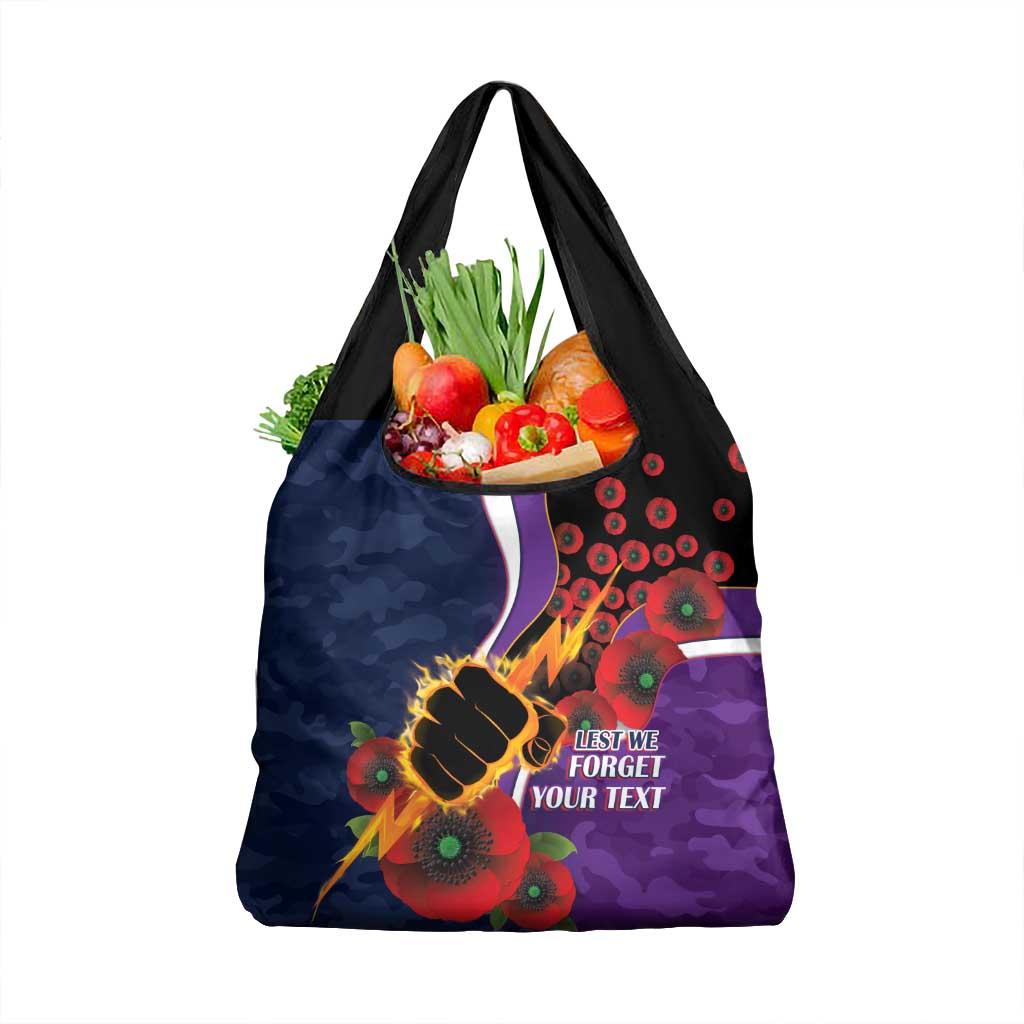 Melbourne Storm ANZAC Personalised Grocery Bag Lest We Forget Poppy Camo
