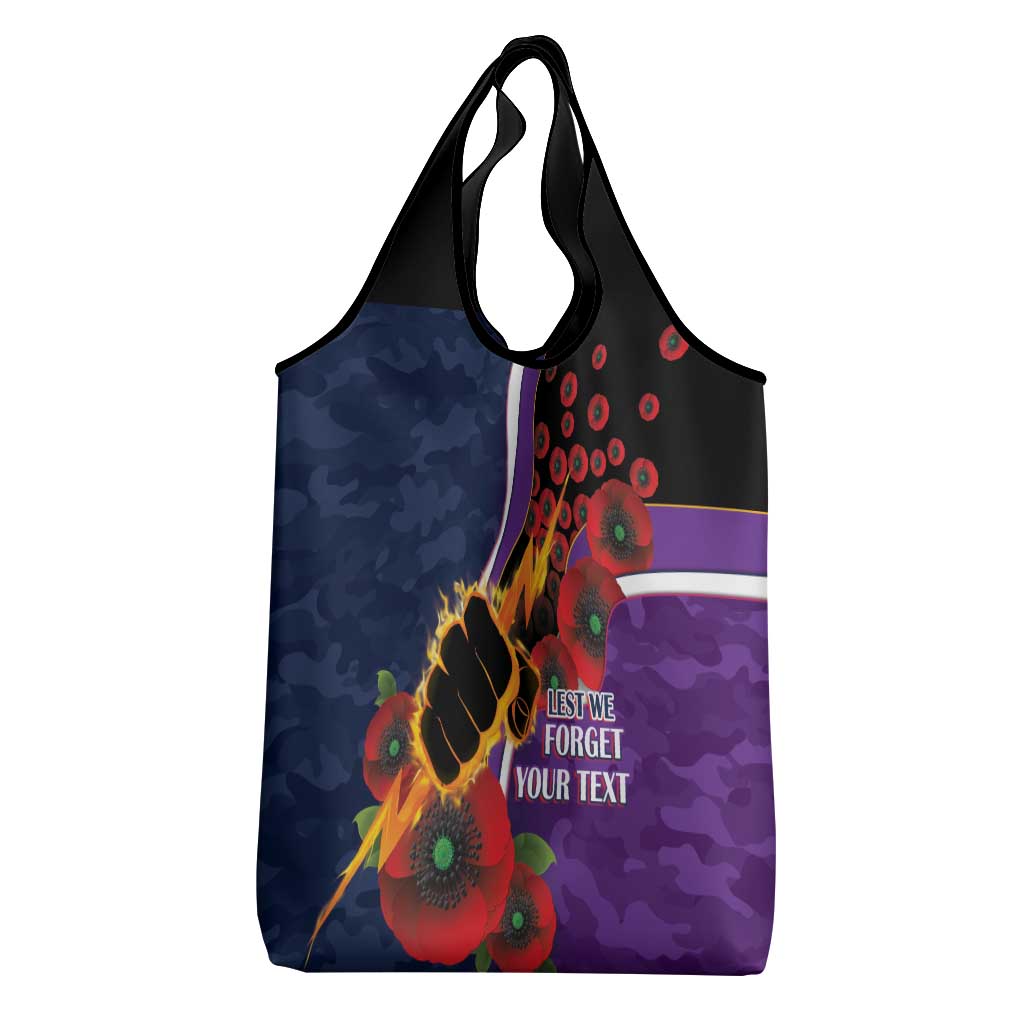 Melbourne Storm ANZAC Personalised Grocery Bag Lest We Forget Poppy Camo