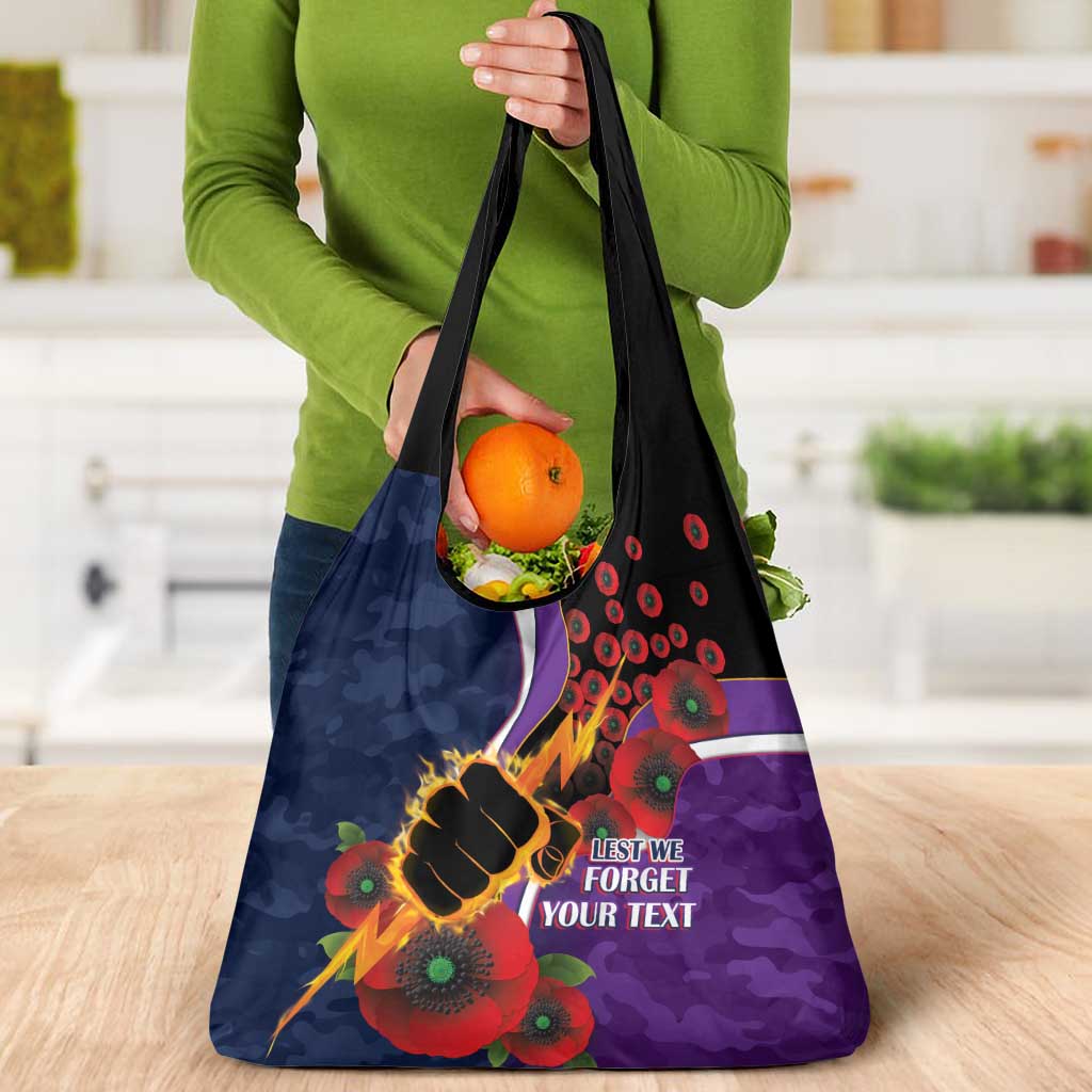 Melbourne Storm ANZAC Personalised Grocery Bag Lest We Forget Poppy Camo