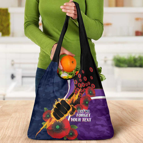 Melbourne Storm ANZAC Personalised Grocery Bag Lest We Forget Poppy Camo